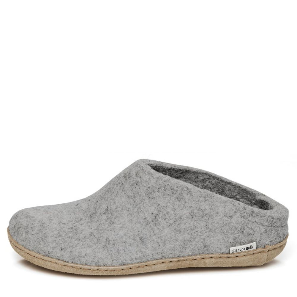 Glerups Open Heel Leather Sole in Grey