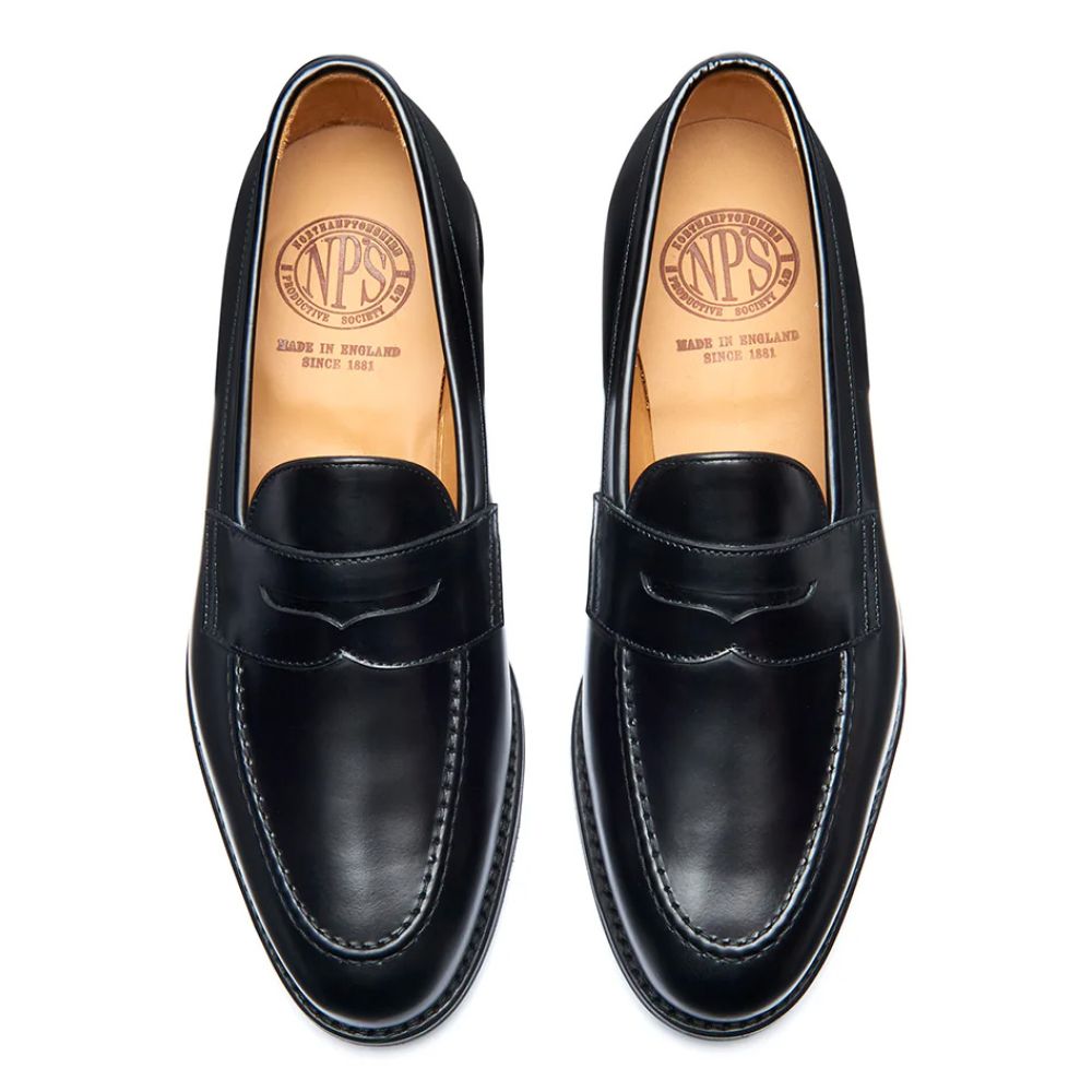 Solovair Penny Loafer in Black Hi-Shine